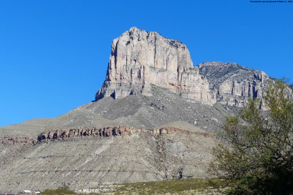 El Capitan peak in the Guadalupe Mountains, representing the geological features studied in petrophysical interpretation, formation top correlation, and geological mapping for onshore well permitting services.